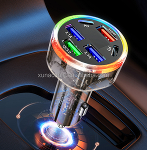 Cargador de coche PD Pantalla de luz colorida Adaptador <span class=keywords><strong>universal</strong></span> de 6 puertos USB tipo C 12-24V para carga de teléfono Cargador de coche con pantalla digital - Product Image 4