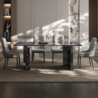 Table à manger moderne avec plateau en pierre frittée pour restaurant, table de dîner durable avec plateau en pierre pour appartement, table de salle à manger