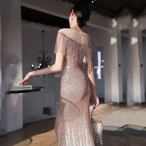 Mermaid Evening Gown Women <b>Sequin</b> Tassel Sweetheart Neckline Gradient Gold Blue Wine <b>Red</b> Formal Party Dress 2026 New Style - Product Image 4