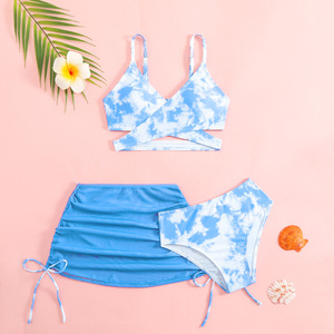 100-150cm Girls' Three-Pieces Swimsuit Tie Dye Children's <strong>Swimming</strong> <strong>Costume</strong> Separate Top and Bottom and <strong>Skirt</strong> Swimwear - Product Image 6