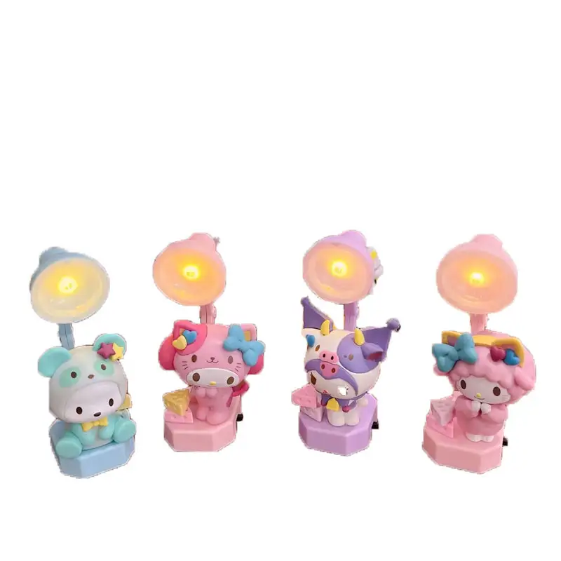 Dibujos animados Kuromi Melody pequeño escritorio Mini lámpara de mesa lámpara de noche escritorio decorativo para niña Regalo de Cumpleaños lámpara Diy regalos de luz nocturna