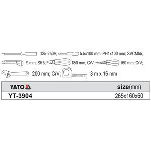 Yato Hand <b>Tool</b> Kit 37x23x7.5cm Chrome Vanadium Steel Home Repair Set YT-3904 - Product Image 2