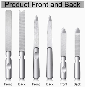 Stainless Steel Nail <b>File</b> Double Sided Manicure Pedicure Emery Board with Leather <b>Case</b> Non Slip Handle - Product Image 3