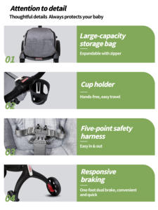 <span class=keywords><strong>Passeggino</strong></span> 2 in 1 con Seduta Reversibile, Portatile, Comodo, Carrozzina per Neonati e Bambini - Product Image 5