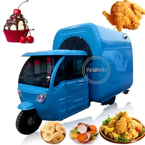 Promotion Customized Street Gasoline Tricycle New Design Food Cart Mobile Fast 3 Wheel Food Truck for Sale