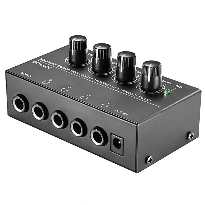 Professional Factory Guitar Power Microphone Amplifier Black Metal Portable 4 Channel Amplifier 3 5mm Jack Stereo Mixer Ha400 4