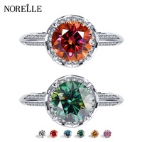 Perhiasan Mewah Perak Sterling 925 Berlapis Platinum Potongan Brilian VVS 2Ct Moissanite Perhiasan Berkualitas Tinggi Cincin Kawin Dua Warna Motif Bunga untuk Wanita