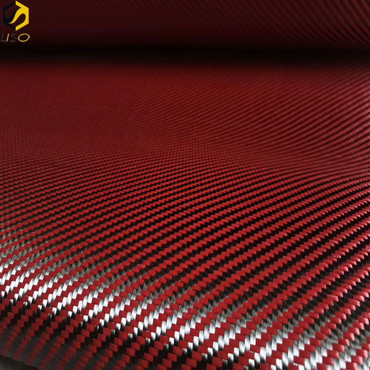 Professional Customized Aramid Carbon Hybrid Jacquard Fabric in Red and Fiber Industrial Fabric for Wholesales