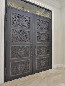 Porte d'entrée moderne en fonte Porte d'entrée de sécurité en fer forgé avec grille à coupure thermique - Product Image 5