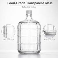 Bouteille d'eau en verre transparent cylindrique, pot de fermentation, bouteille de vin et de bière, réservoir de fermentation, conteneur durable pour eau minérale, usage domestique
