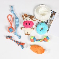 Kit de jouets résistants pour chiens : Corde en coton, balle à nœuds, jouet couineur pour chat et chiot, jouet à mâcher pour le nettoyage des dents des chiens