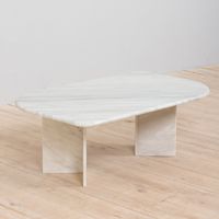 Table basse moderne en marbre blanc Bianco Carrara, table d'appoint ronde en pierre massif pour la décoration intérieure de luxe
