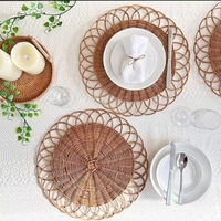 Plateau de service en saule et rotin naturels, fait main, pour décoration de mariage, dessous de plat circulaire pour cuisine, dessous de plat décoratif pour la maison