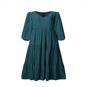 Vestido Largo de Otoño Estilo Retro para <span class=keywords><strong>Mujer</strong></span>, Talla Grande, Cuello en V, con Empalmes, de Poliéster, Crepé de Seda Helada, Venta Directa de Fábrica - Product Image 1