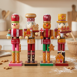 Cascanueces de Madera Hecho a Mano, Ecológico, Moderno y Festivo de 35CM, Muñeco de Casa de Jengibre para Navidad - Product Image 1