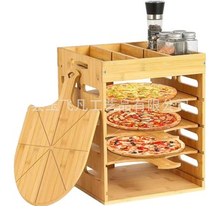 Ensemble de spatules à pizza en bambou avec support 33x33x41cm pour le rangement et le service en cuisine - Product Image 5
