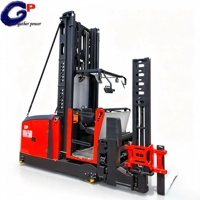 Chariot élévateur à 3 voies VNA1560 : mât de 4 m, 920 kg, manutention de conteneurs, guidage sur rail, conception pour conducteur monté.
