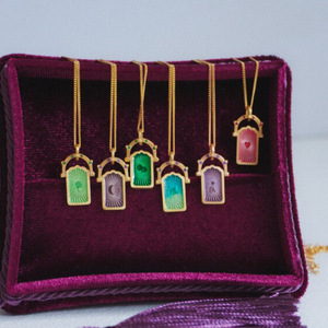 YWXS изготовленное на заказ квадратное сушеное цветочное ожерелье Таро красочная подвеска в форме сердца счастливый Хранитель циркон ожерелье из нержавеющей стали - Product Image 6