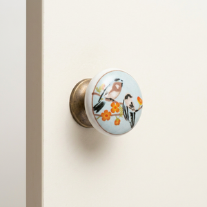 AK Brass Birds Print <b>Ceramic</b> and Metal Wardrobe <b>Knob</b> In Multi Color Finished Customized Handle For Cabinet & Dresser Furniture - Product Image 3