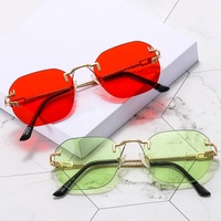 Femmes Hommes Best-seller Lunettes de soleil sans cadre en diamant Lentilles UV400 Lunettes de soleil tendance en métal coloré