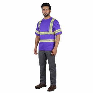 T-shirts de travail pour mécaniciens en polyester noir, col rond, haute visibilité, résistants au feu et imperméables, pour la soudure et la sécurité, vente en gros - Product Image 1