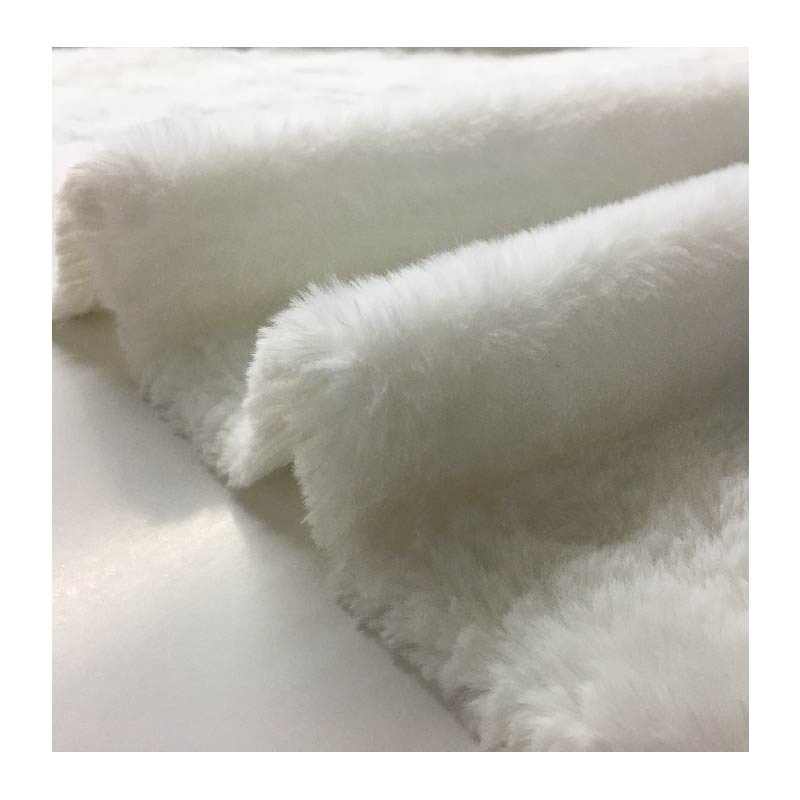 Solid Color Dyed White Long Hair 10mm Artificial Synthetic Faux Rabbit Fur Plush Fabrics