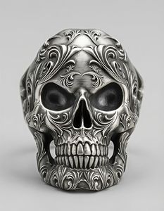 Anillos ZHENXUN Vintage Personalizados con Cabeza de Calavera, Estilo Punk, Mundo Desértico, Acabado Envejecido, Micrograbado Industrial, Arte Gótico Oscuro - Product Image 6