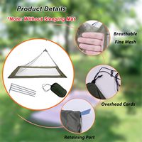 Moustiquaire d'extérieur verte pour lit de camping avec sac de rangement et 4 piquets de sol – Tente anti-insectes individuelle