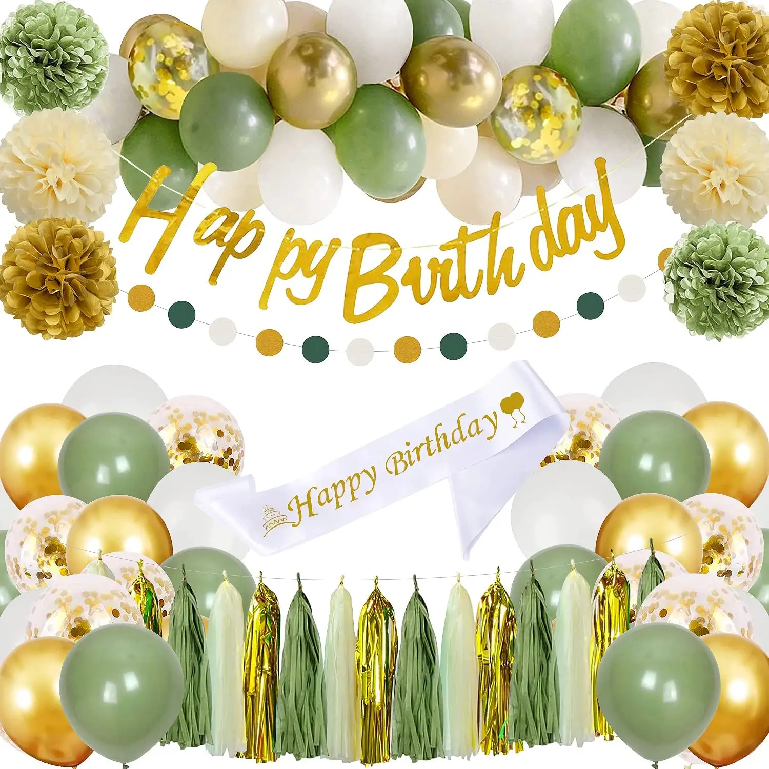 LEMON Sage Green Decorações De Aniversário Homens Decorações De Festa De Aniversário para Mulheres Meninos Meninas Feliz Aniversário para suprimentos Do Partido