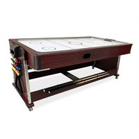 Nouvelle table de jeu multifonctionnelle 4 en 1 de couleur marron Table de billard de 7 pieds avec jeu de salle à manger de hockey sur air de ping-pong