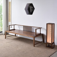 Nouveau canapé-lit Luohan de style chinois, inspiré du zen, en bois de noyer noir, de style antique, trois places, meubles sur mesure