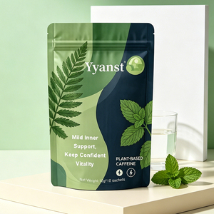 Café Botánico de Maca a Base de Plantas con Cafeína, 10g*10 Sobres, Diseño de Hojas Bicolor Verde y Azul Oscuro, Bolsa con Base, Venta al por Mayor OEM para Adultos - Product Image 4