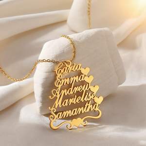 Joyería DIY de acero inoxidable, collares de árbol con nombre de familia personalizados chapados en oro de 18 quilates para mujer, regalo de cumpleaños - Product Image 1