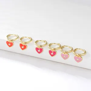 Peishang Gold Plated 925 Sterling Silver Heart Cuff Enamel Earring Women Fashion jewelry dealer