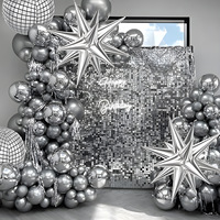 Kit de ballons disco argentés métalliques avec franges et étoiles éclatantes pour fête d'anniversaire, anniversaire, Noël, danse, club, décoration de scène
