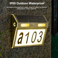 Plaque de numéro de maison solaire personnalisée avec éclairage LED, étanche, pour extérieur, lampe murale pour jardin, cour, décoration paysagère