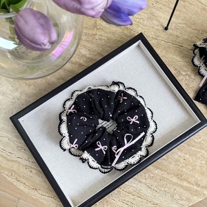 Accesorios para el cabello de la <span class=keywords><strong>serie</strong></span> negra coreana MIO, pinzas para el cabello de metal con lazo, banda elástica para el cabello, scrunchies de gran tamaño para mujeres - Product Image 6