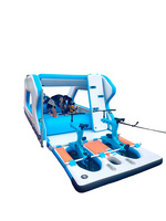 Solution de Maison Flottante Portable 2026 – Bateau Maison Gonflable 4,5M le Plus Vendu avec Batterie au Lithium Blanc Bleu Capacité 100-500kg
