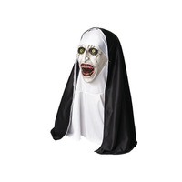 Masque de nonne démoniaque en latex pour adulte, cosplay d'Halloween effrayant avec capuche