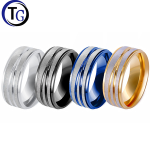 Tg Groothandel 8Mm Goud Gepolijst Roestvrij Staal Trouwring 18K Goud Afgeschuinde Rand Dubbele Verloving Twee Toon Heren Mode <span class=keywords><strong>Ring</strong></span> - Product Image 1