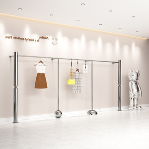 Porte-manteaux muraux en acier inoxydable Art Déco - Étagères de présentation multifonctionnelles pour les magasins de vêtements pour femmes et enfants - Product Image 2