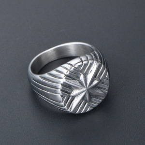 Titanium Steel Punk Men's <b>Ring</b> Eight Pointed Star Geometric Design Gift Jewelry SA1070 - Product Image 3