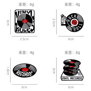Chất Lượng Cao Retro Vinyl Hồ Sơ Hình Dạng Ve Áo Pin Rock Và Cuộn Men Pins Trâm Âm Nhạc Máy Nghe Nhạc - Product Image 4