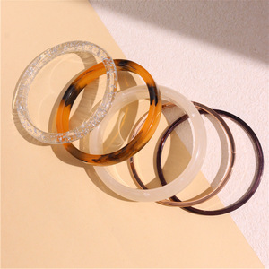 Hồng Kông Phong Cách Retro Gradient Acrylic <span class=keywords><strong>Bangle</strong></span> Vòng Đeo Tay Thiết Lập Của Phụ Nữ Kết Cấu Không Thường Xuyên Nhựa Thời Trang Bangles - Product Image 3