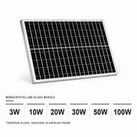 Panneau solaire monocristallin en verre en gros 5W 10W 20W 30W 40W 50W 60W 80W 100W Module PV 12V 18V 24V pour la charge de batterie 12V