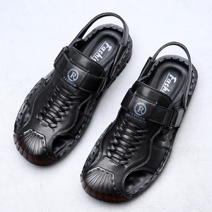 Sandalias de Cuero Vacuno de Primera Calidad para Hombre: Sandalias Casuales de Playa para Hombre, Cuero Genuino con Suelas de Goma - Product Image 3