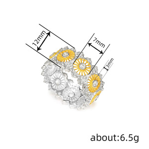 Anello Geometrico Floreale Bicolore per Donne, Elegante Gioiello da Dito Ispirato alla Natura - Product Image 5