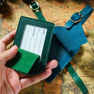 Genuine Leather Striped Luggage Tag ID Label Eco-Friendly Portable Luxury Handmade Identifiers Travel Tags for <b>Suitcase</b> Backpack - Product Image 4