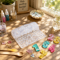 Moule en silicone pour 26 lettres de l'alphabet et chiffres, réutilisable, pour la fabrication de bijoux, de pendentifs et de porte-clés en résine époxy, facile à démouler