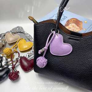 Wholesale Creative Leather Heart Cotton Filled Phone Lanyard Keychain Woven Ball Keychains Bag Pendant Charm <b>Backpack</b> Decoration - Product Image 4